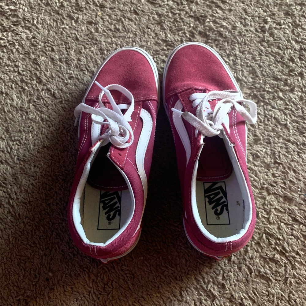 Red Low Top Vans Like New